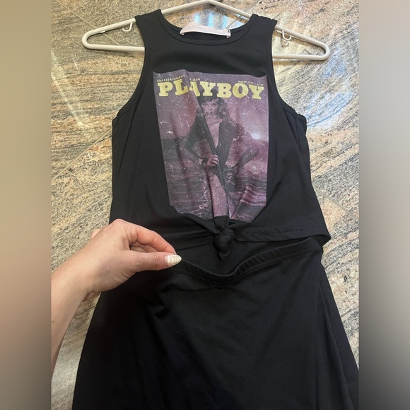 Playboy X Misguided black tank top cutout midriff mini dress size US4 NEW! - Picture 9 of 9